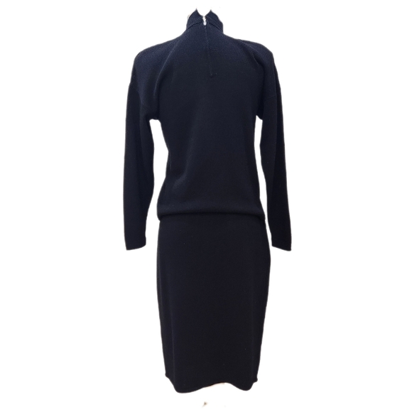 VINTAGE 80s ST.JOHN CLASSIC Evening KNIT SKIRT Set, Black, Women's Small - Picture 2 of 16